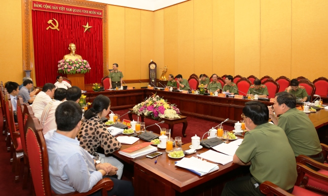 Bộ trưởng Tô Lâm phát biểu tại buổi làm việc.