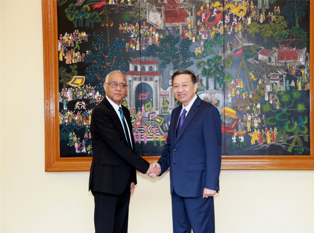 Bộ trưởng Tô Lâm; Phó Cố vấn An ninh Quốc gia Ấn Độ Shri Rajinder Khanna.