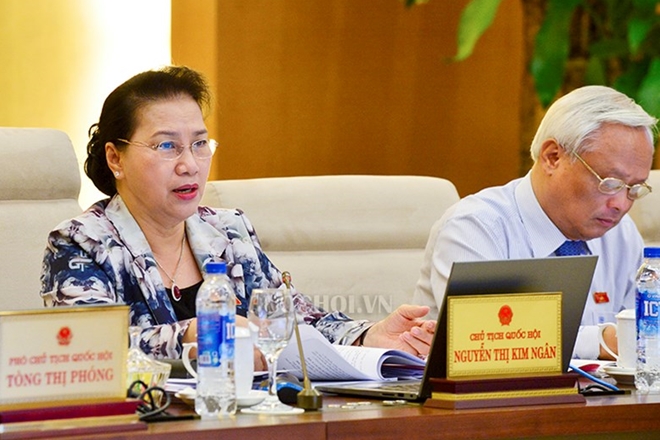 Chủ tịch Quốc hội Nguyễn Thị Kim Ngân phát biểu tại phiên họp