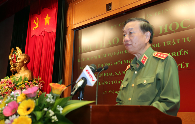 Bộ trưởng Tô Lâm phát biểu khai mạc Hội thảo.