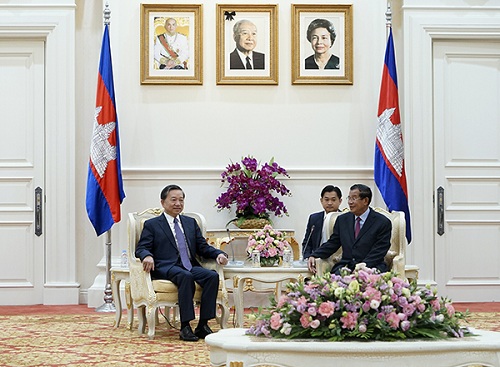 Thủ tướng Chính phủ Hoàng gia Campuchia Hun Sen tiếp Bộ trưởng Tô Lâm.